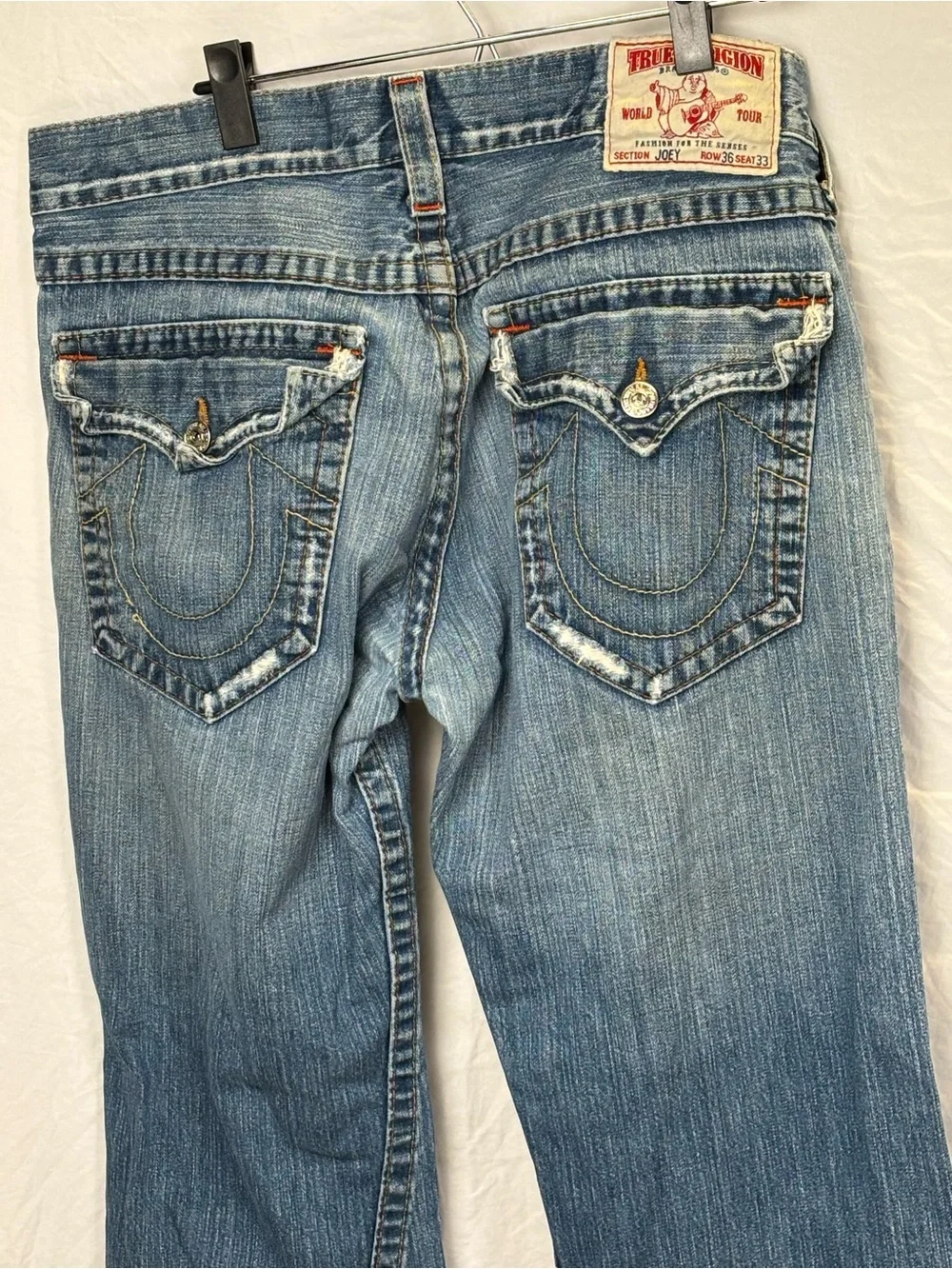 True Religion Classic Men's Joey 36 33 Blue Washed Straight-Leg Jeans